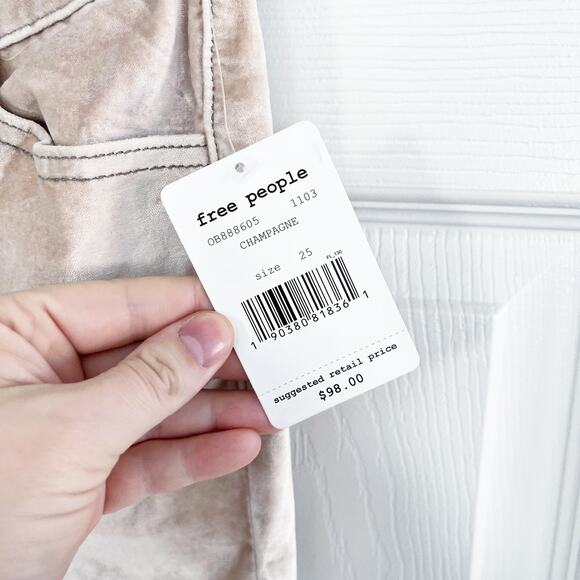 Free People Sweet Jane Velvet Skinny Fit Jeans in Champagne - Picture 5 of 8